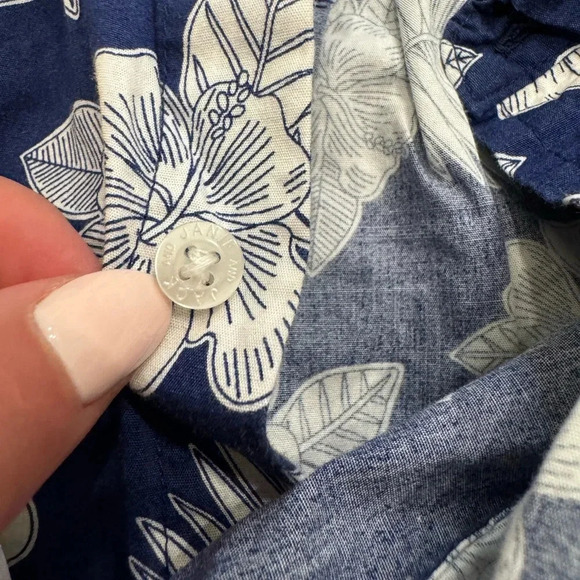 Janie and Jack Boy’s Hawaiian Aloha Shirt Blue and White Palm Print - Picture 5 of 5